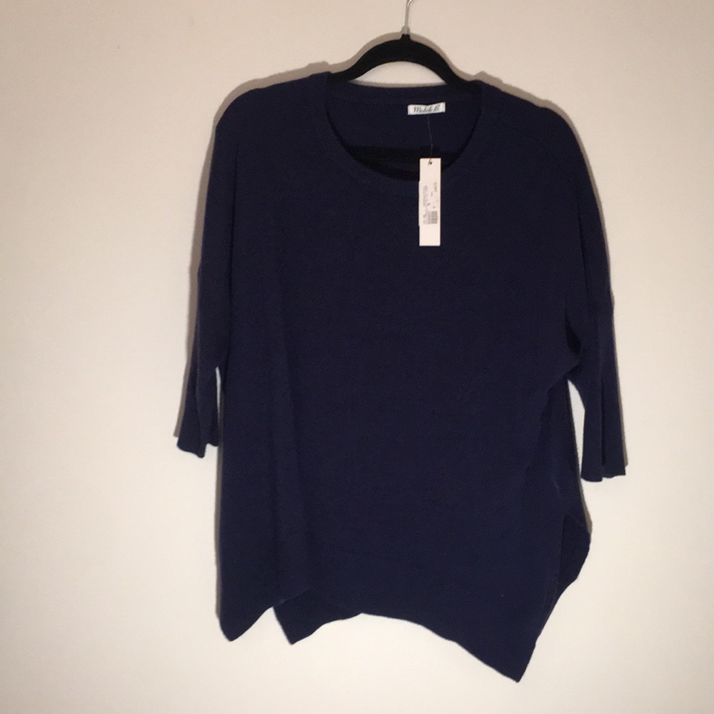 Michele B. 3/4 crew sweater midnight blue